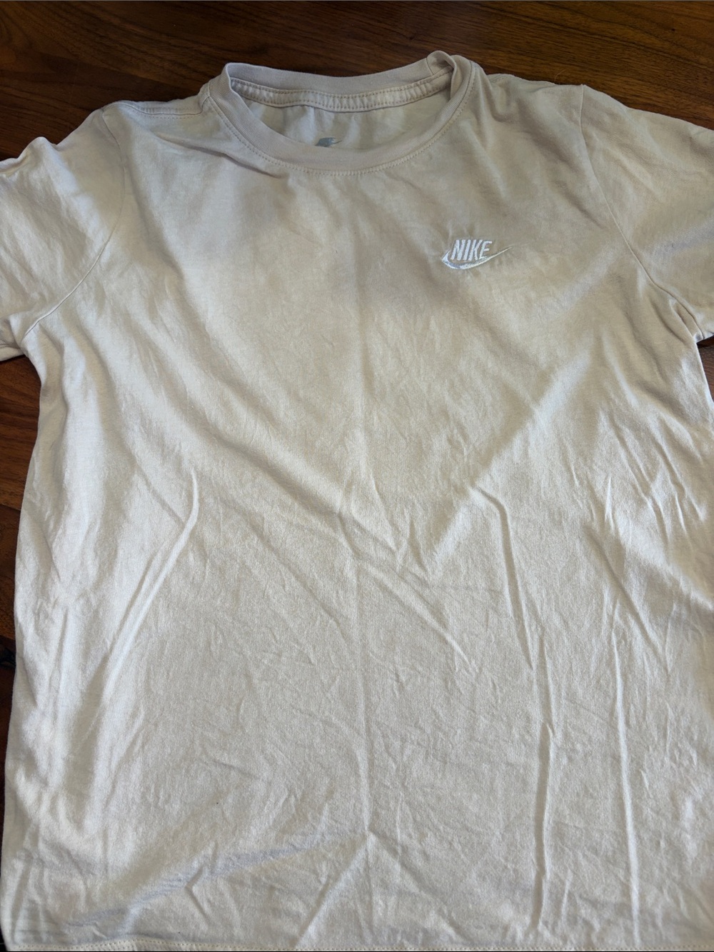 Nike Neutral Beige Crewneck T-Shirt with Small Swoosh